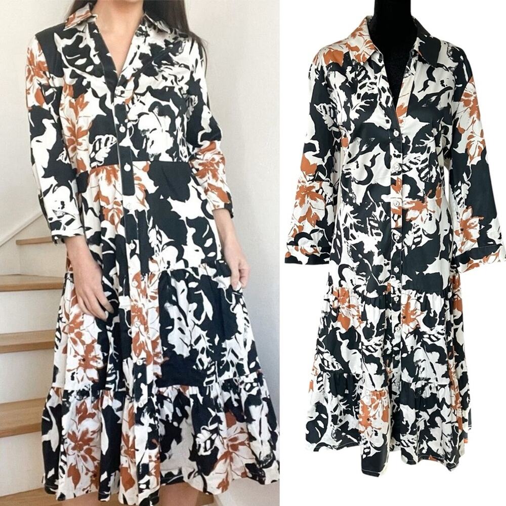 NWT Soft Surroundings Floral Moonglow Tiered Midi Dress Plus Size 18